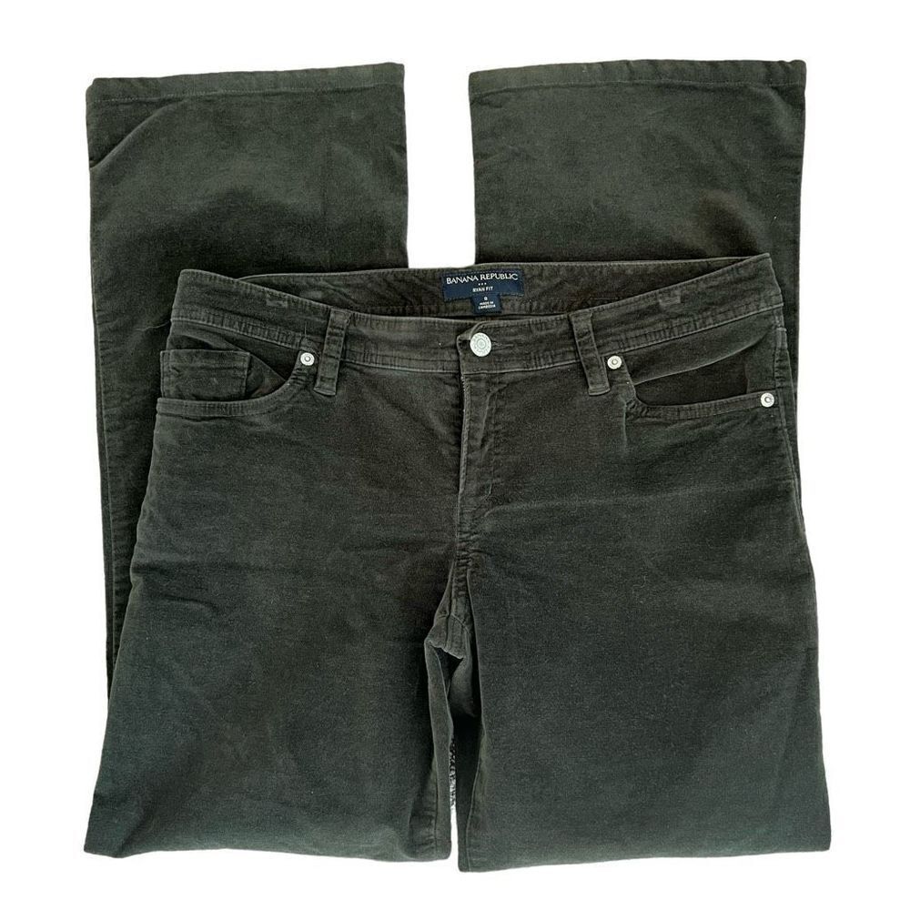 Banana Republic Green Velveteen Pants Ryan Fit Straight Leg Size 8